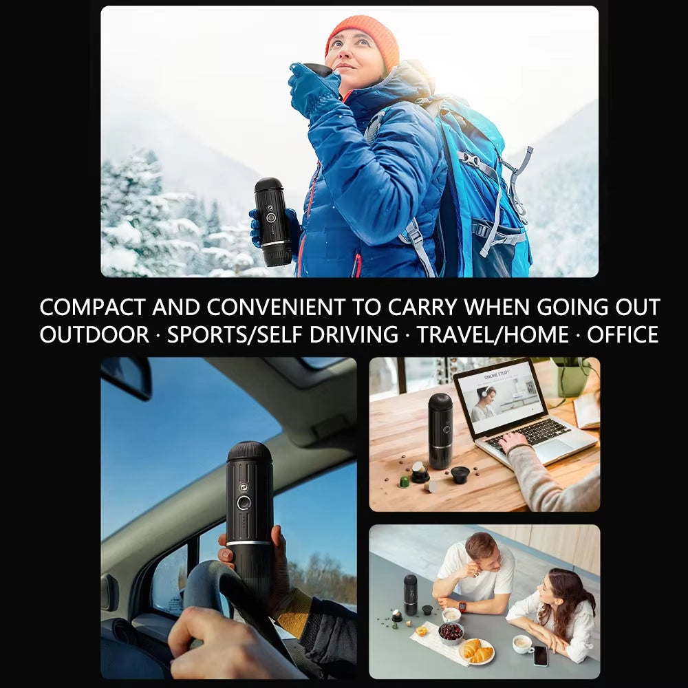 ME2218 Mini 2-In-1 Italian Capsule Coffee Machine Fully Automatic Heating Portable for Home Outdoor Sports Tour Travel