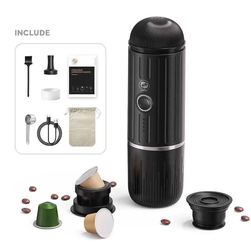 ME2218 Mini 2-In-1 Italian Capsule Coffee Machine Fully Automatic Heating Portable for Home Outdoor Sports Tour Travel