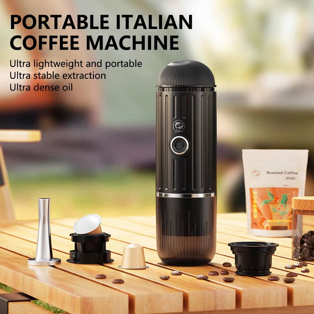 ME2218 Mini 2-In-1 Italian Capsule Coffee Machine Fully Automatic Heating Portable for Home Outdoor Sports Tour Travel